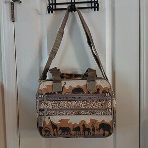 Vintage Pioneer Express Wild Safari Canvas Small Duffel Bag Carry-on Bag